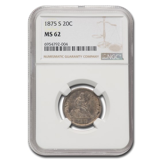 1875-S Twenty Cent Piece MS-62 NGC 1875-S Twenty Cent Piece MS-62 NGC